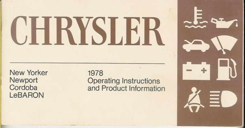 1978 chrysler operating instructions