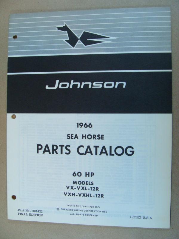 1966 johnson 60 hp model vx vxl vxh vxhl 12r outboard motor parts catalog 381422