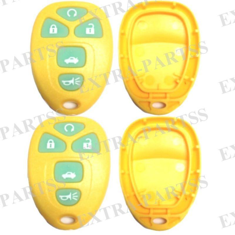 2 new yellow glow replacement gm keyless remote key fob shell case & pad clicker