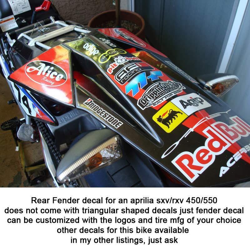 Aprilia rear fender decal for 450 550 sxv rxv mxv 