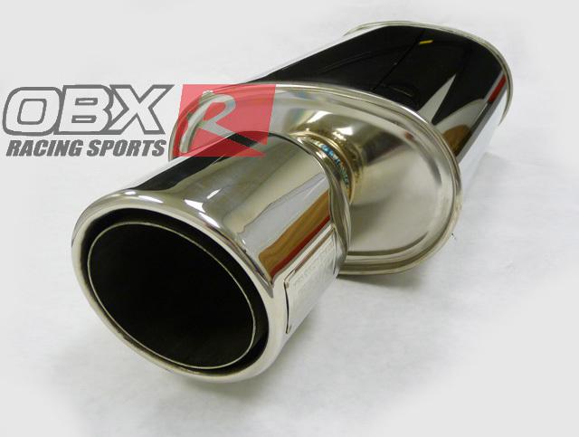 Obx stainless universal oval muffler mv type 2.5" inlet w/ tip 