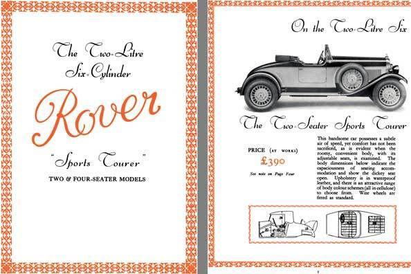 Rover 1929 - the two litre six cylinder rover sports tourer - two & four seater 