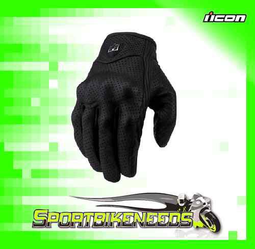 Icon pursuit black perforated leather glove medium md