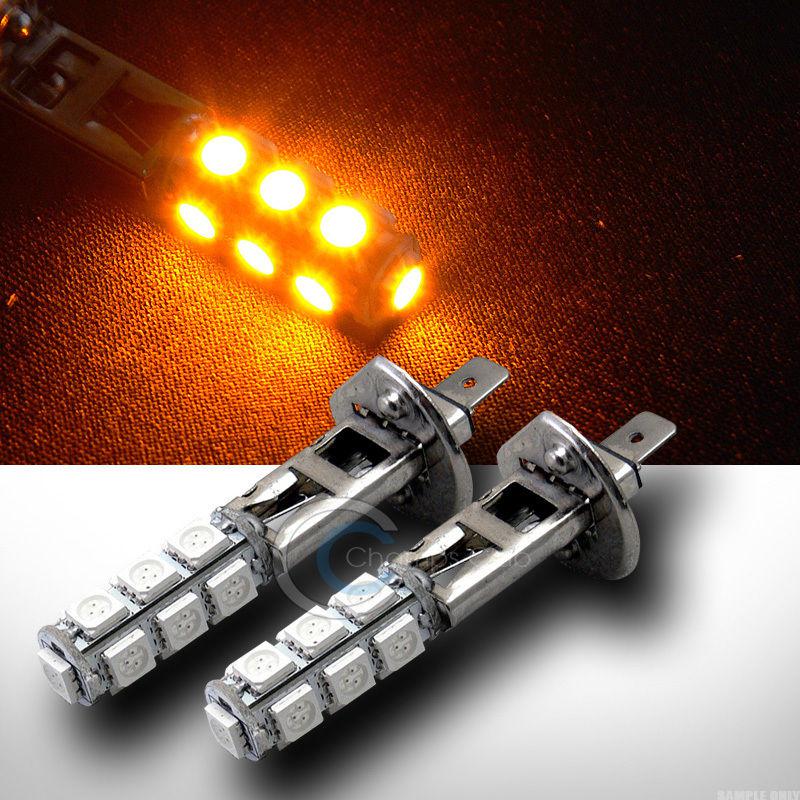 2pc amber/yellow bright h1 13x 5050 smd led fog/driving light lamp bulbs pair 12