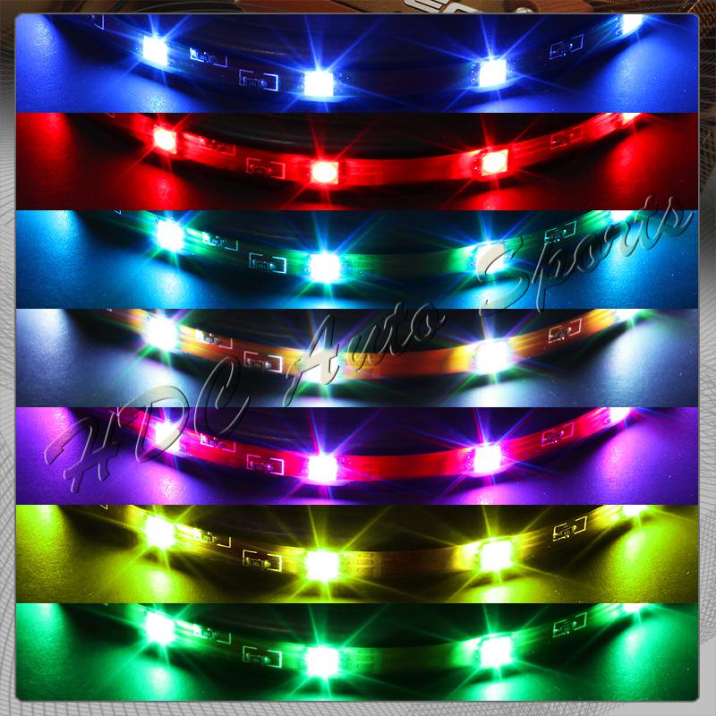 2x36" & 2x24" smd led strips 7 color underglow/underbody car lights lighting kit