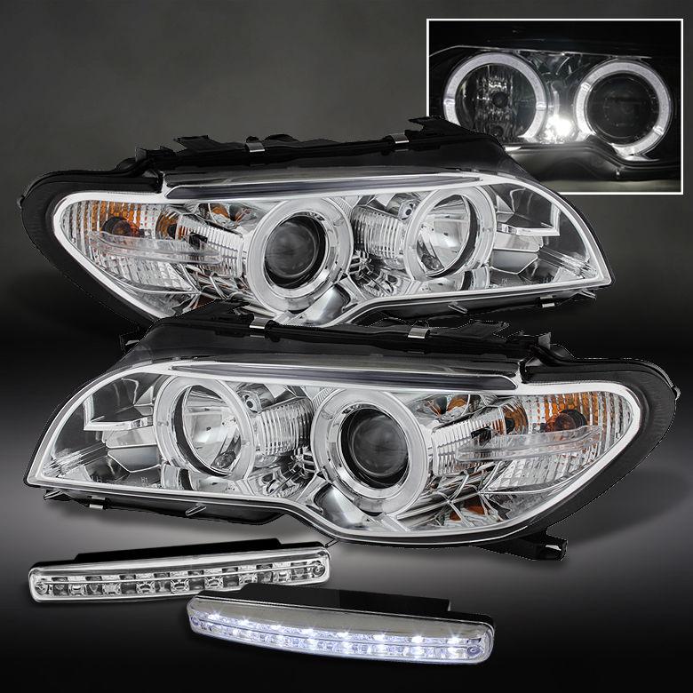 95-97 tacoma chrome projector headlight w/dual strip led+red smoke led tail lamp