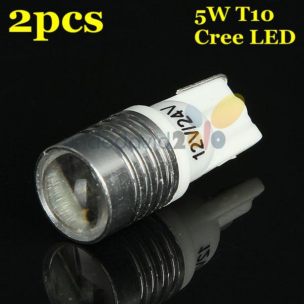 2x cree xp-e led t10 w5w 194 168 bright white side marker signal light lamp bulb