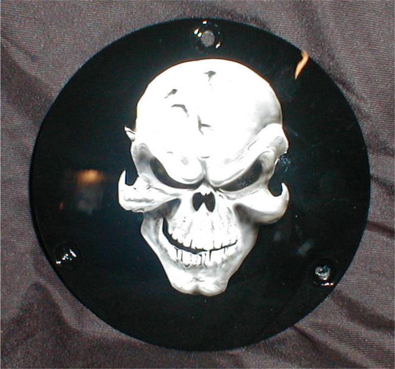 3 hole harley derby cover for 1970 & up bigtwin custom airbrushed skull