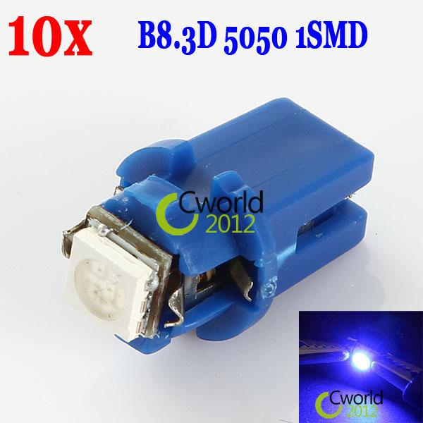 10x t5 b8.3d car 5050 1 smd led speedo dashboard dash side gauge light lamp blue