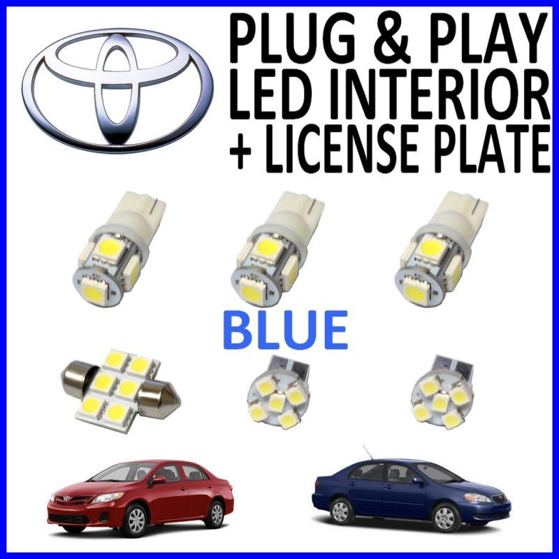 6 piece super blue led interior package kit + license plate tag lights tc1b