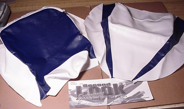 1998 suzuki gsxr 1100 2-pc seat cover skins & tank bra white/blue second look