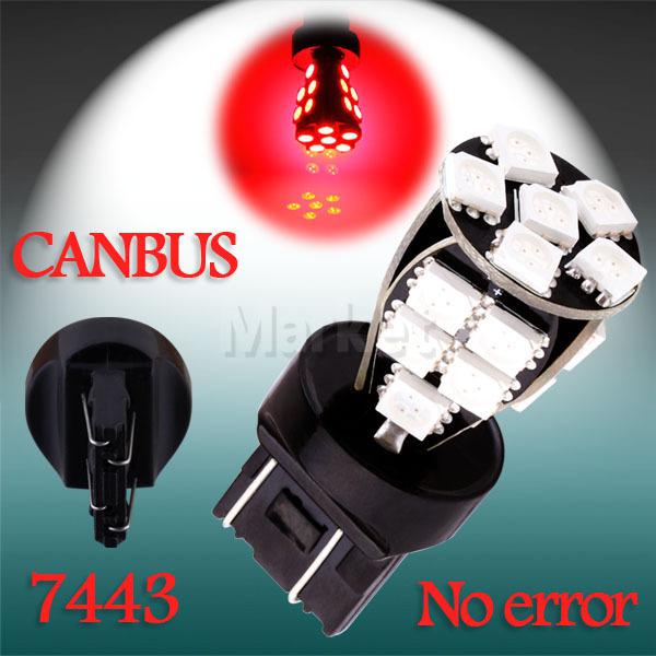 7443 7440 red 21 smd canbus obc error free stop tail brake led light bulb lamp