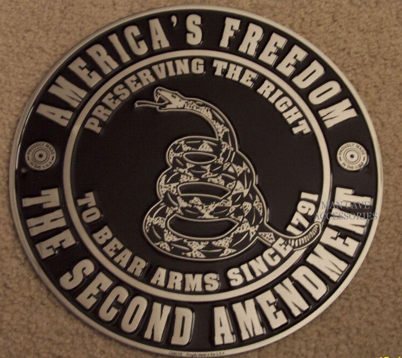America's freedom 2nd amendment preserving the right to bear arms 12" tin sign