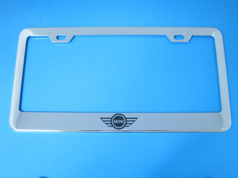 Mini cooper logo superior chrome license frame + screw caps