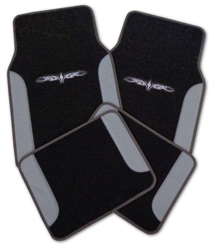 New vinyl carpet two-tone grey black car truck auto interior floor mats set #3