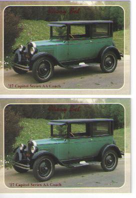 1927 chevy coach baseball card sized cards - lot of 2 - must see !!