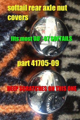 Chrome rear axle nut covers caps harley  softail 2000-2007 right one scratched