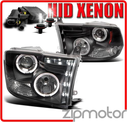 2009-2012 dodge ram pickup truck led halo black projector headlight+hid 6k xenon