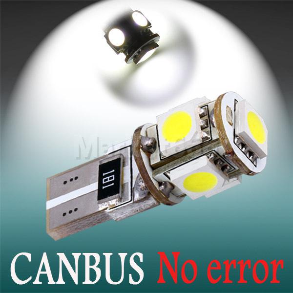 T10 5 smd pure white canbus error free interior car w5w led light bulb lamp