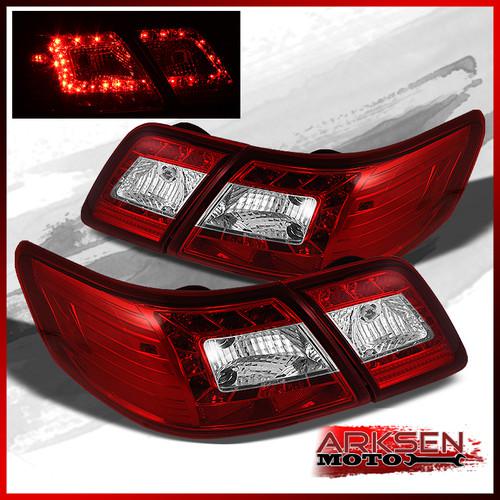 07-09 toyota camry led red clear tail lights rear brake lamp left+right pair set