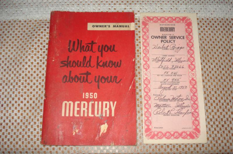 1950 mercury owners manual and more original glove box nr rare!!