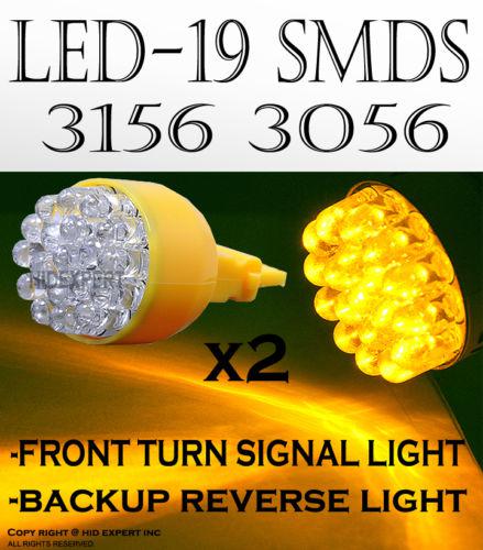 Tmz 2 pcs yellow/amber 19x led front parking light bulbs 3156 fast ship cb7