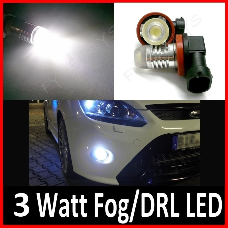 H11 white 3 watt led drl fog light headlight bulbs #k9