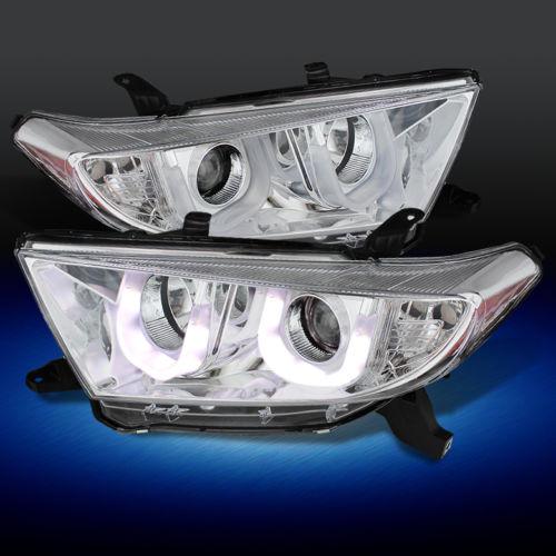 *new 3d led halo design* 11-13 toyota highlander suv chrome projector headlights