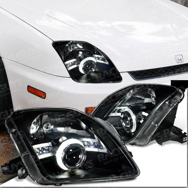 97-01 honda prelude black led projector halo headlights lamps new pair jdm bb6