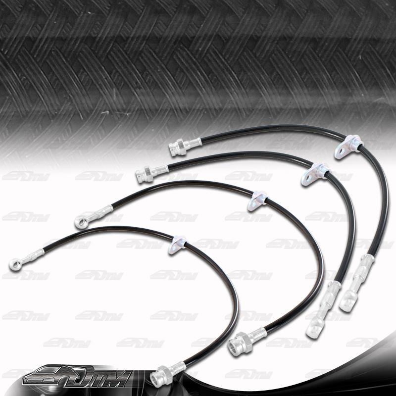 97-01 honda prelude bb6 h22a4 front & rear stainless steel brake lines - black