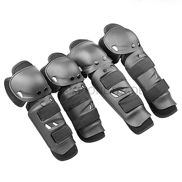 Black adult hard shell knee shoulder elbows guards armor adjustable elastic set