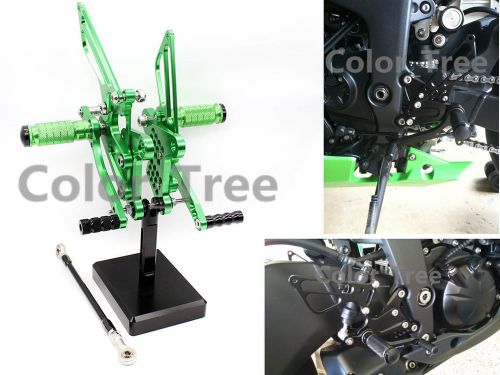 Cnc green aluminum rearsets foot pegs mount for kawasaki z750 2004 2005 2006