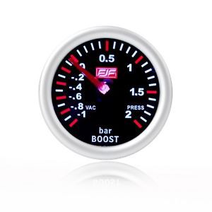 New 2&#034; 52mm silver tinted shell -1~2 bar boost car smoke boost gauges meters