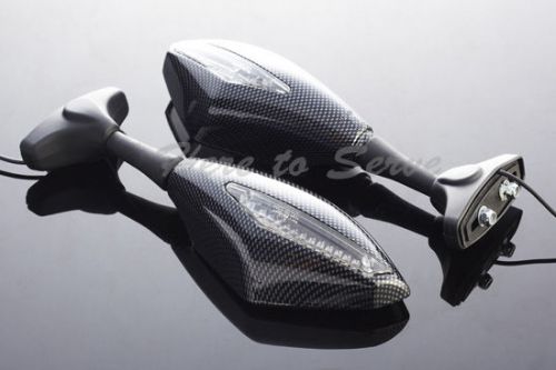 Suzuki 10mm led integrated carbon mirrors hayabusa gsx 1300r  gsf1250 gsf1200