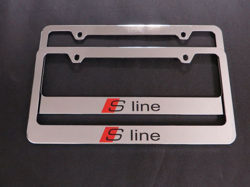 2 sportline s line stainless steel chrome license plate frame + screw caps