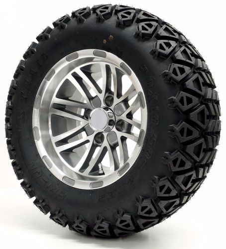 Golf cart 12&#034; mach/gun metal &#034;talon&#034; wheels and 23x10.5-12 dot all-terrain tires