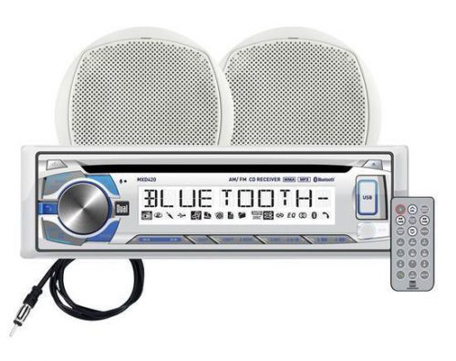 Dual mcp420bt single din bluetooth cd marine stereo receiver w/ 6.5&#034; speakers