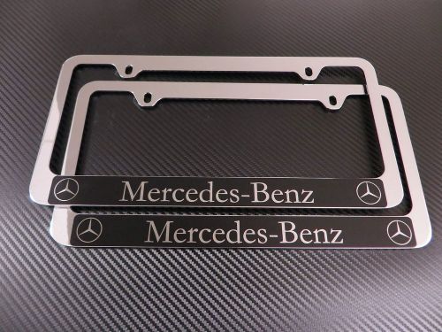 2 brand new mercedes-benz halo (c/e/cls-class) chromed metal license plate frame
