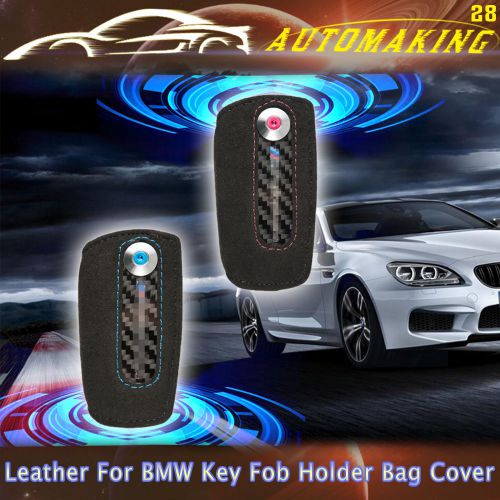 Leather key fob case cover bag  fit bmw m performance 1 2 3 4 5  6 series x3 x4