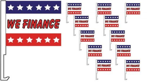 Car dealer supplies 12 car window clip on flags we finance red white blue stars