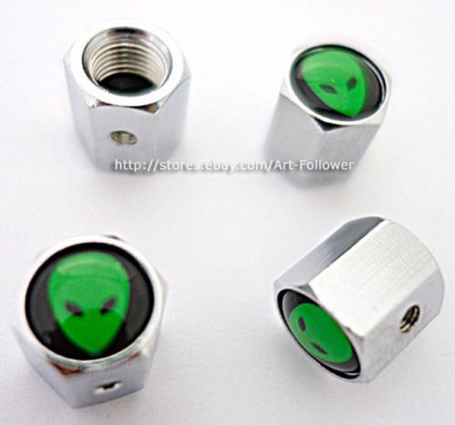 1 set brand new et logo anti-theft locking tire air valve caps green cool