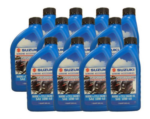 Oem suzuki marine outboard synthetic blend 4-cycle engine oil 10w-40 (12 quarts)
