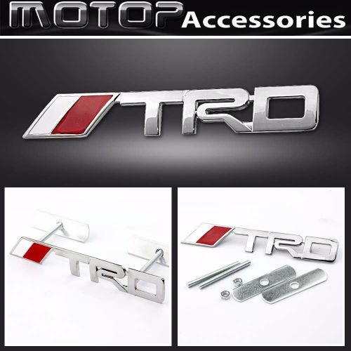 Car silver chrome trd logo 3d metal trd racing front hood grille badge emblem