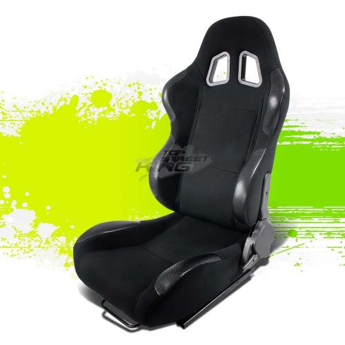 2x pvc leather carbon look jdm sports racing seats+adjustable slider driver side