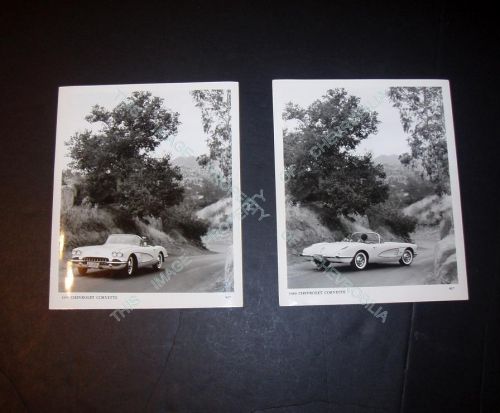 Two mint 1959 chevrolet corvette original 8x10&#034; factory press publicity photos