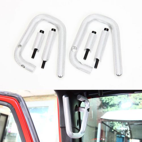 Silver pair bars 2&amp;4 door front grab handles for wrangler rubicon jk 07-2015