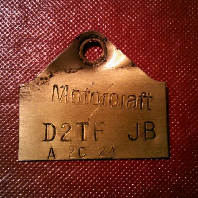 Ford motorcraft : mustang fairlane comet torino cougar carburetor id tag 