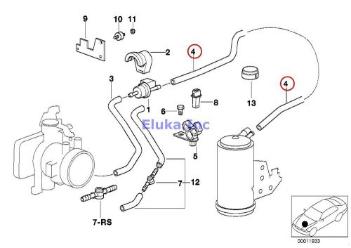 Bmw genuine fuel tank breath.valve/disturb.air valve pipe akf e36 z3