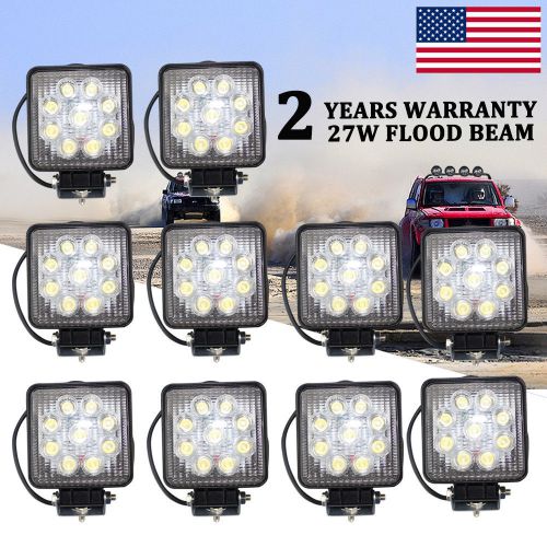 10pcs 27w work lights flood lamp offroad atv truck 4wd 4x4 suv 12v/24v