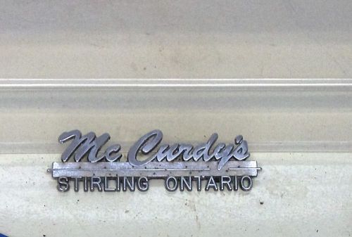 Vintage mccurdy&#039;s car auto dealer garage emblem part sign stirling ontario